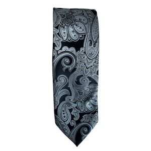 Elegant Black and Silver Paisley Tie